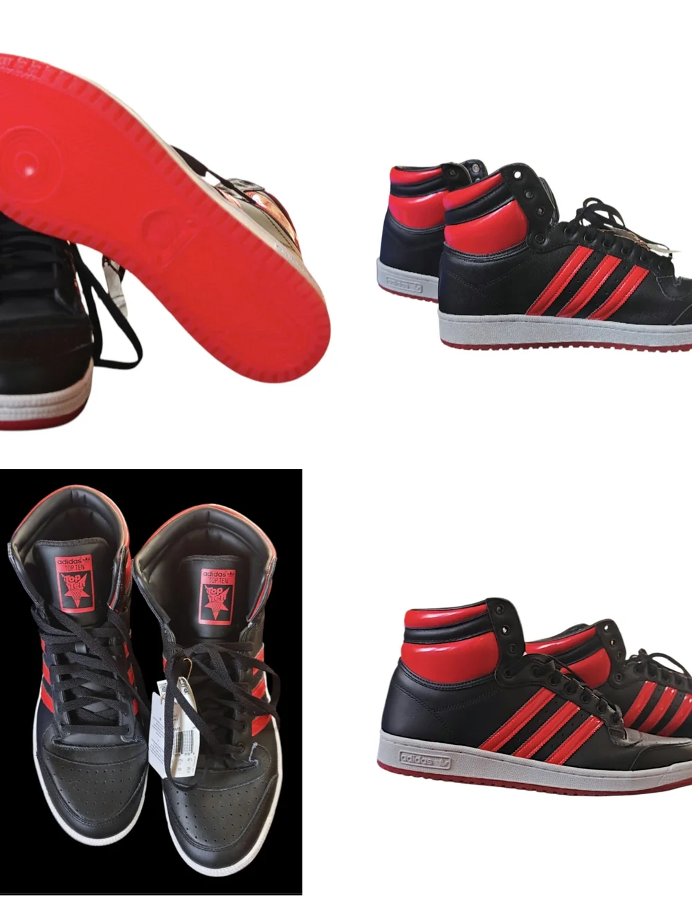 adidas Black and Red Top Ten Mid Sneakers